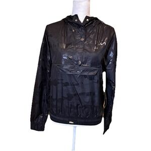 TLF Privy Anorak Jacket Womens XS Black Camo Hooded Lightweight Pullover NWT